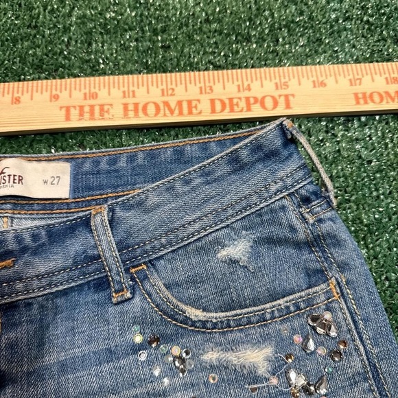 Y2K Hollister Blue Beaded Mini Denim Shorts Size Women's 27 - Picture 4 of 7
